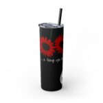 Skinny Tumbler Black Daisies